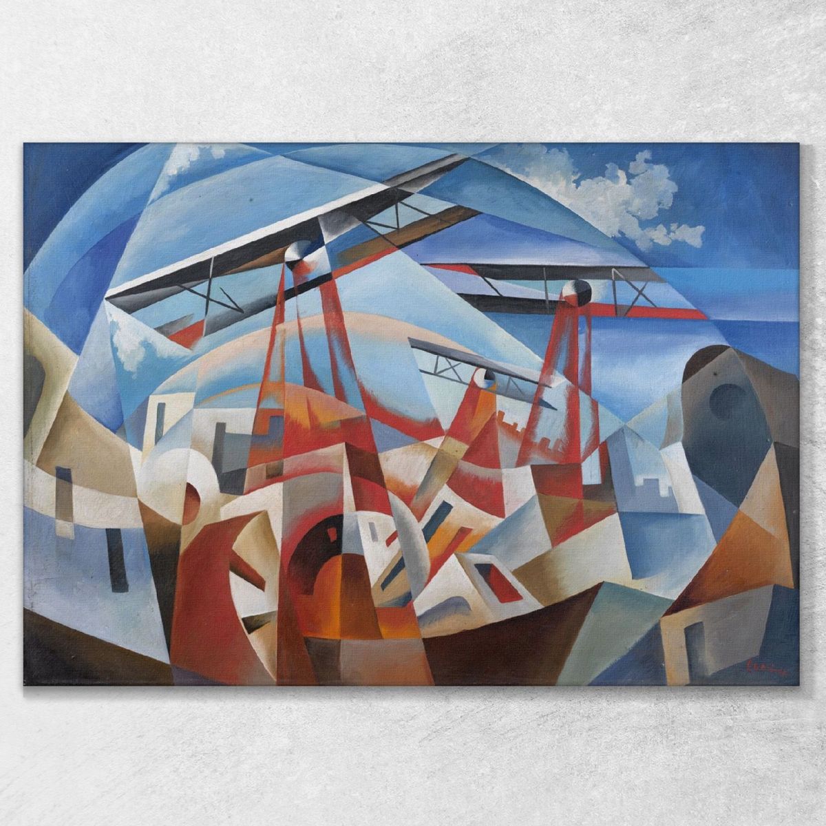 Bombardamento Aereo (1932) Tullio Crali TCR21 quadro stampa su tela