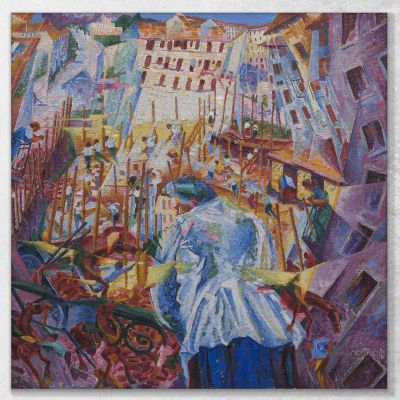 La Route Entre Dans La Maison Umberto Boccioni, UBO23 tableau impression sur toile