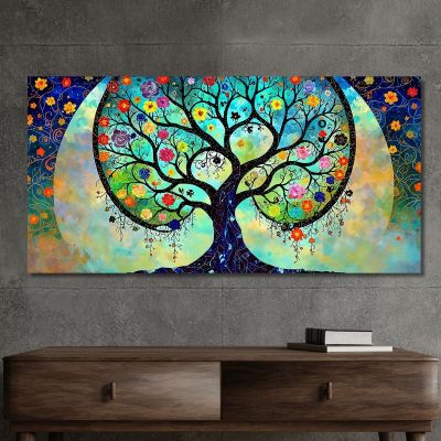 Quadro Albero Della Vita Fiori E Luna Piena avt2 quadro stampa su tela