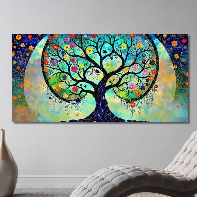 Quadro Albero Della Vita Fiori E Luna Piena avt2 quadro stampa su tela