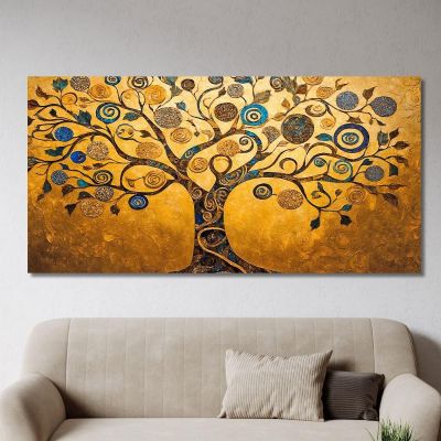 Quadro Albero Della Vita Oro E Spirali Blu avt4 quadro stampa su tela