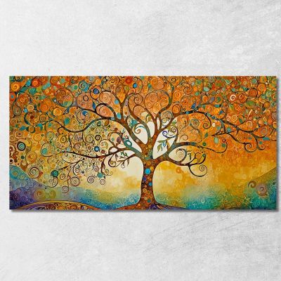 Quadro Albero Della Vita Tramonto Con Motivi Astratti avt10 quadro stampa su tela