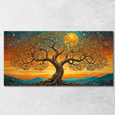Tableau Arbre De Vie, Coucher De Soleil Et Montagnes , avt11 tableau impression sur toile