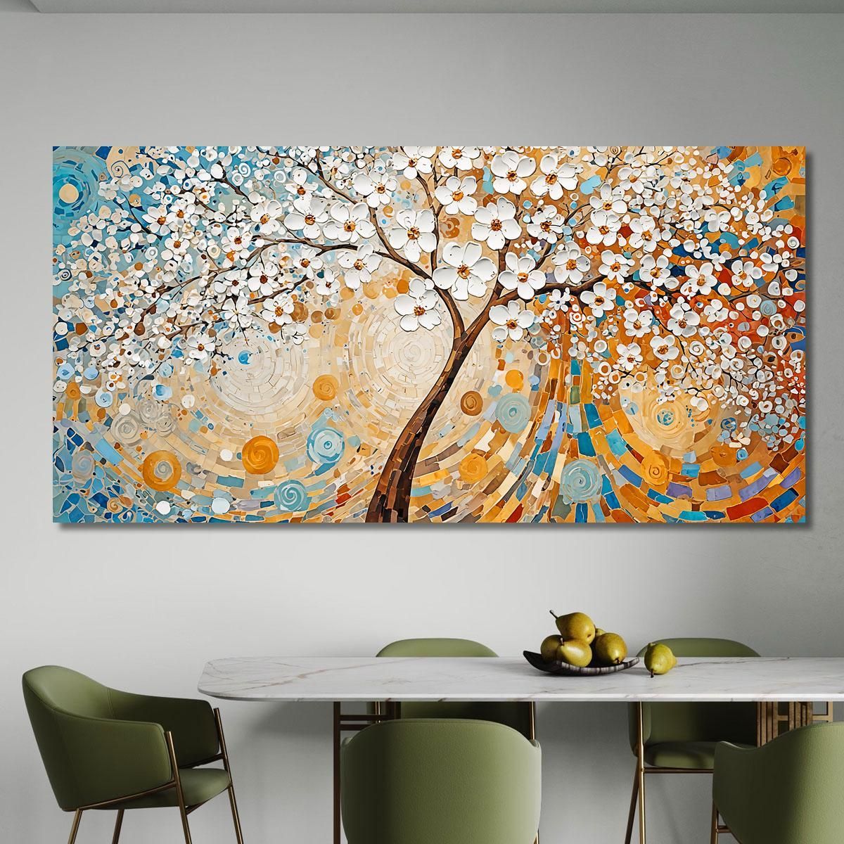 Quadro Albero Della Vita Fiori Bianchi Astratti avt13 quadro stampa su tela