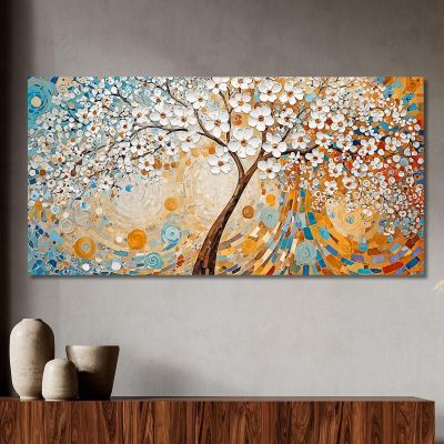 Quadro Albero Della Vita Fiori Bianchi Astratti avt13 quadro stampa su tela