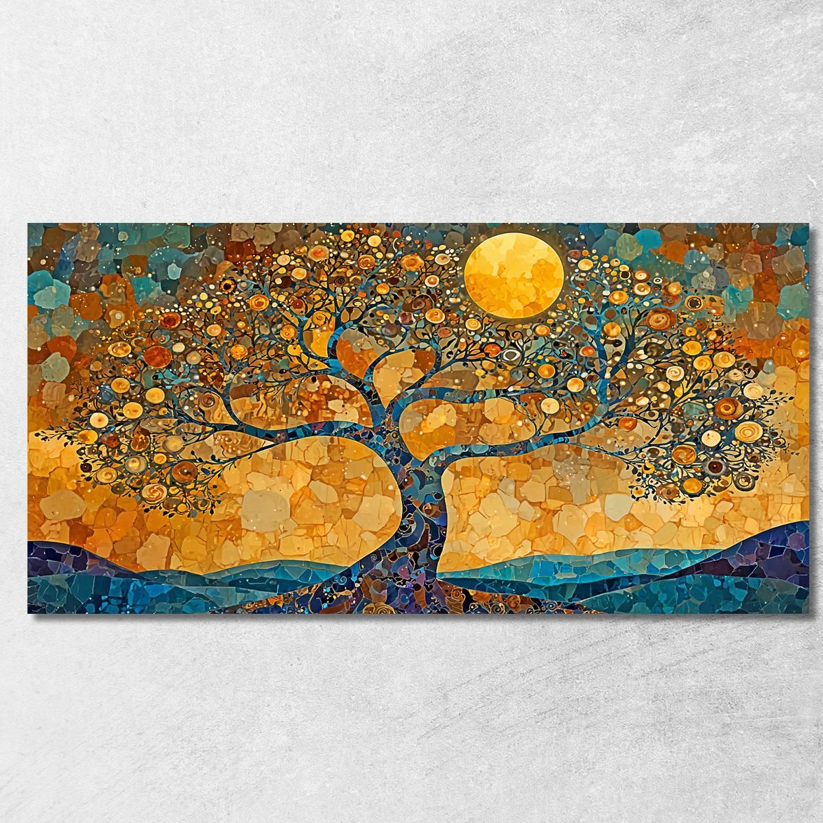 Quadro Albero Della Vita Luna Piena E Mosaico avt16 quadro stampa su tela