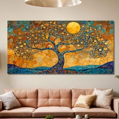 Quadro Albero Della Vita Luna Piena E Mosaico avt16 quadro stampa su tela