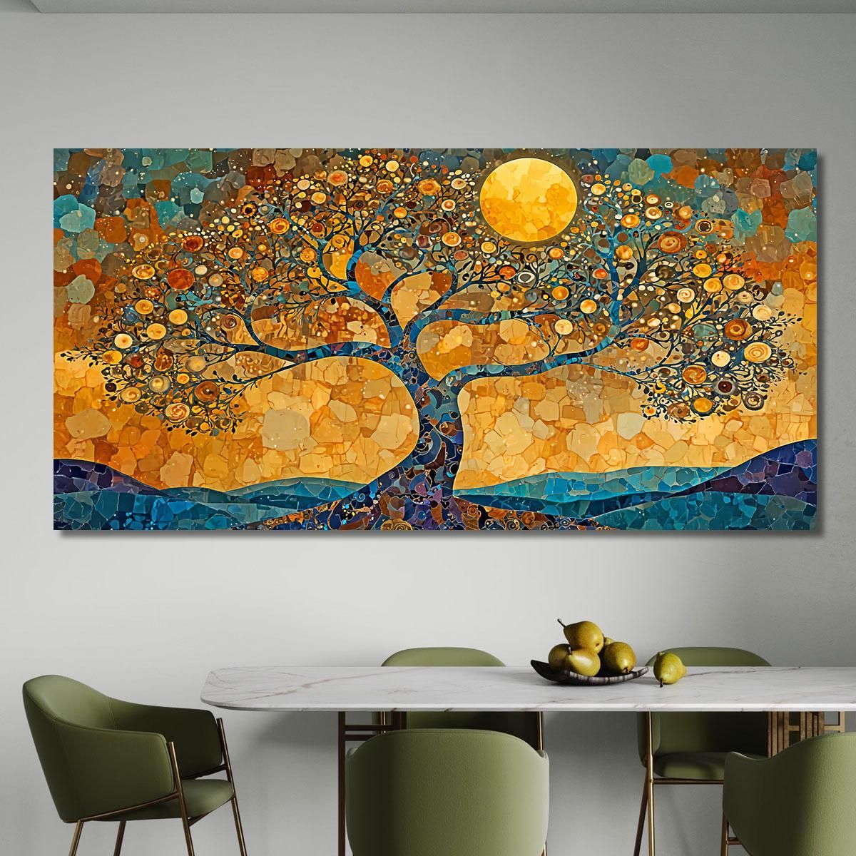 Quadro Albero Della Vita Luna Piena E Mosaico avt16 quadro stampa su tela