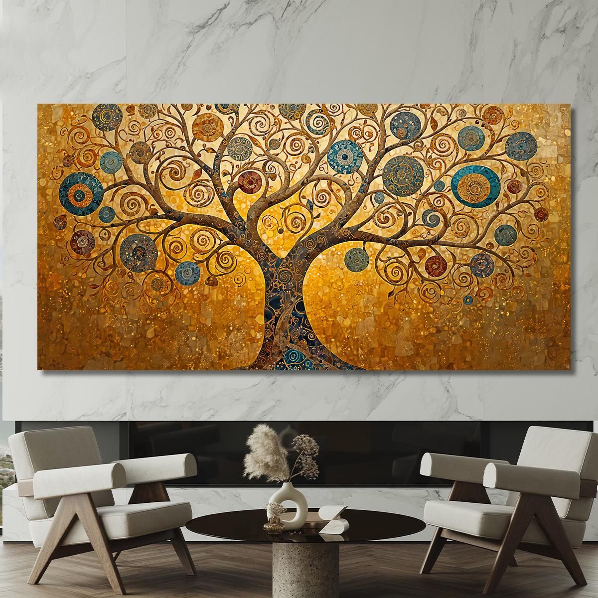 Quadro Albero Della Vita Spirali Oro E Blu avt17 quadro stampa su tela