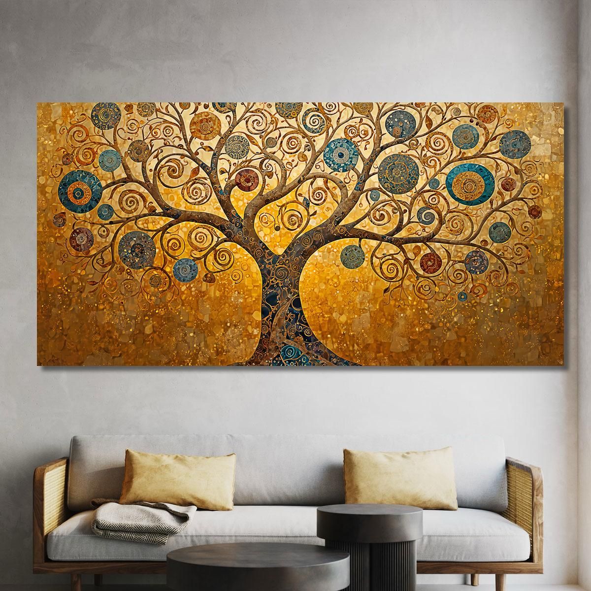 Quadro Albero Della Vita Spirali Oro E Blu avt17 quadro stampa su tela