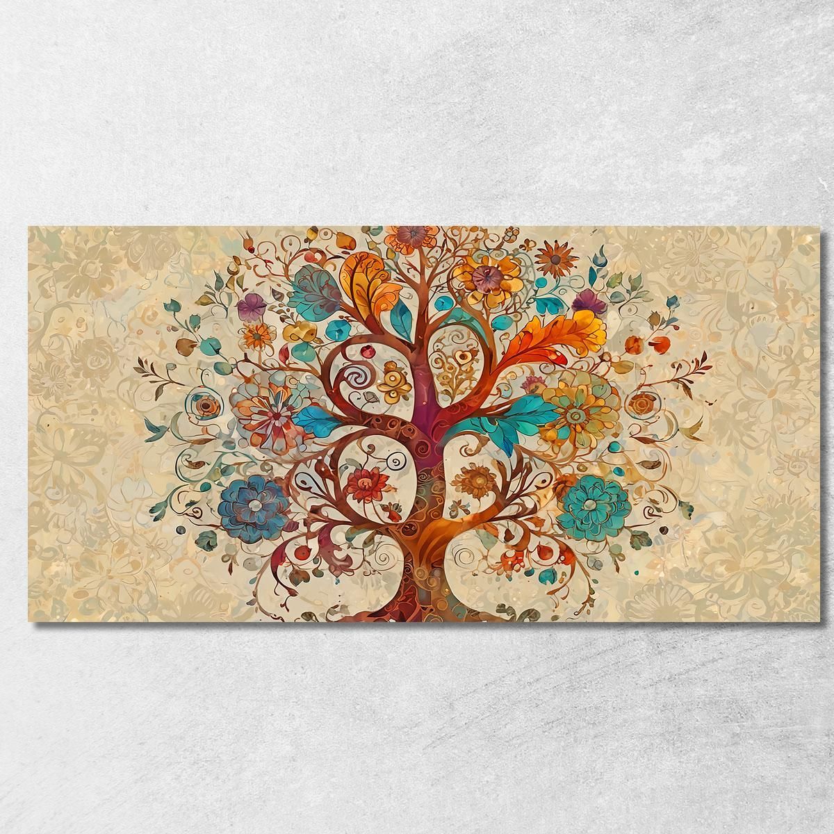 Quadro Albero Della Vita Fiori Vivaci Colorati avt21 quadro stampa su tela