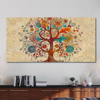 Quadro Albero Della Vita Fiori Vivaci Colorati avt21 quadro stampa su tela