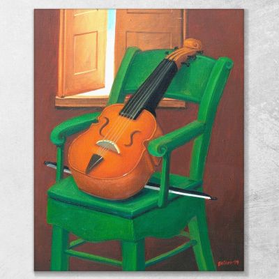 Violín Sobre Una Silla Fernando Botero, fb1 cuadro en lienzo