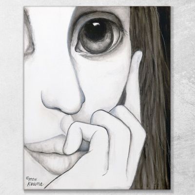 Esperando El Juego Margaret Keane, MKE121 cuadro en lienzo