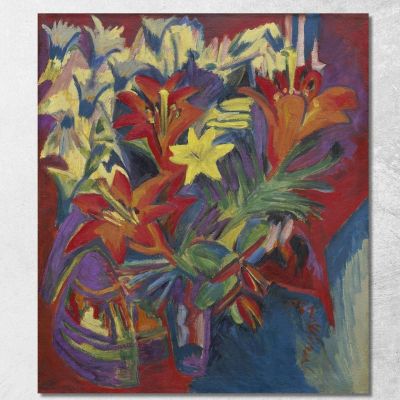 Natura Morta Con Gigli 1917 Ernst Ludwig Kirchner elk39 quadro stampa su tela