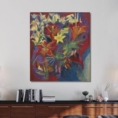 Natura Morta Con Gigli 1917 Ernst Ludwig Kirchner elk39 quadro stampa su tela