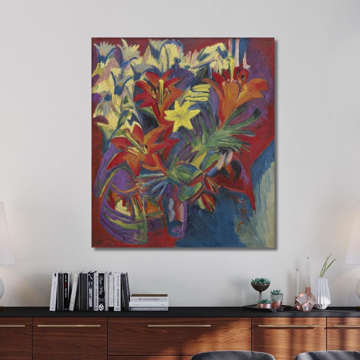 Natura Morta Con Gigli 1917 Ernst Ludwig Kirchner elk39 quadro stampa su tela