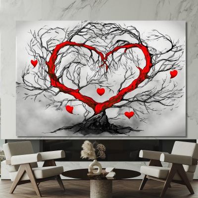 Quadro Albero Cuore Rosso Design Romantico abs1 quadro stampa su tela