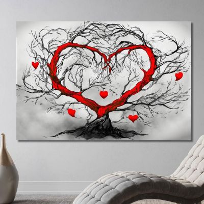 Quadro Albero Cuore Rosso Design Romantico abs1 quadro stampa su tela