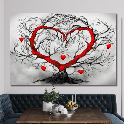 Quadro Albero Cuore Rosso Design Romantico abs1 quadro stampa su tela