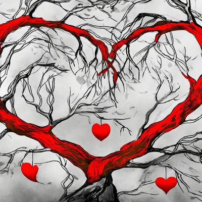 Quadro Albero Cuore Rosso Design Romantico abs1 quadro stampa su tela