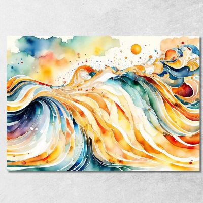 Quadro Astratto Con Onde Multicolore E Sfumature Calde abs16 quadro stampa su tela