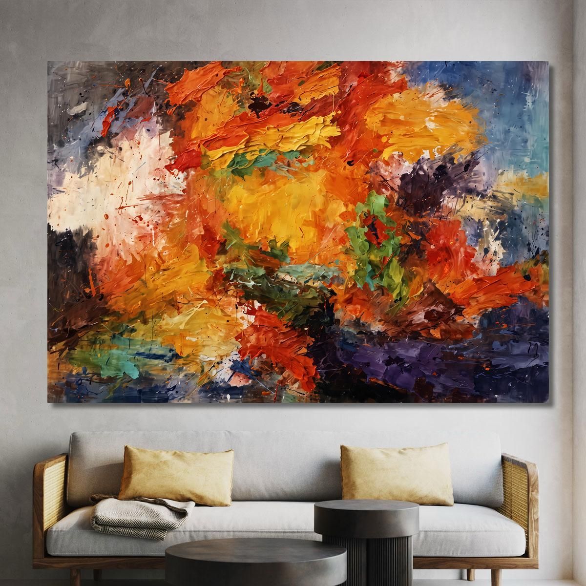 Quadro Astratto Con Pennellate Di Colori Intensi abs18 quadro stampa su tela