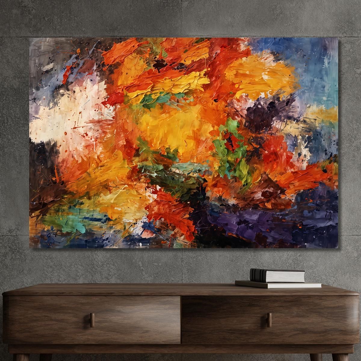 Quadro Astratto Con Pennellate Di Colori Intensi abs18 quadro stampa su tela