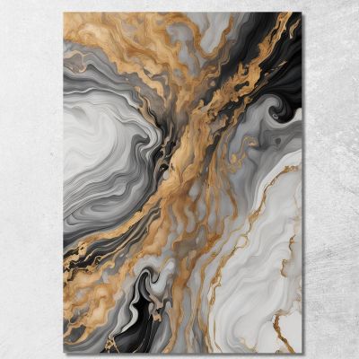 Quadro Astratto Effetto Marmo Nero Oro E Bianco abs28 quadro stampa su tela