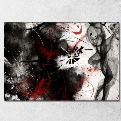 Quadro Astratto Grunge Con Schizzi Neri E Rossi Su Sfondo Bianco abs43 quadro stampa su tela