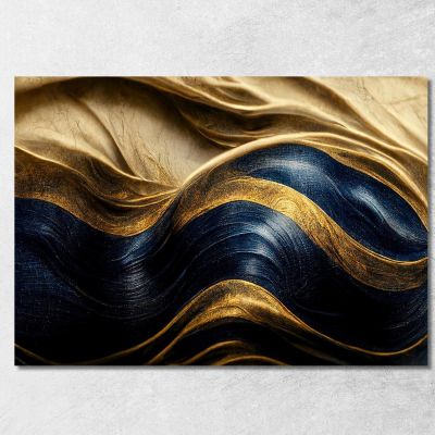 Quadro Astratto In Oro E Blu Con Texture Ondulate abs46 quadro stampa su tela