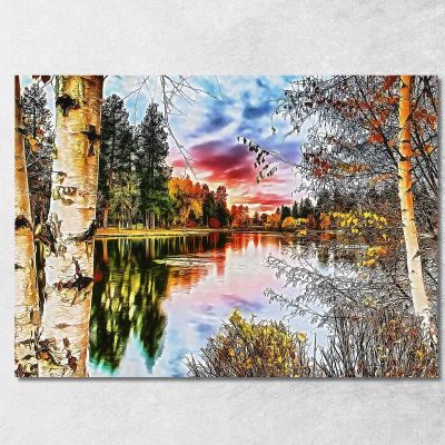 Quadro Astratto Natura Sul Lago abs60 quadro stampa su tela