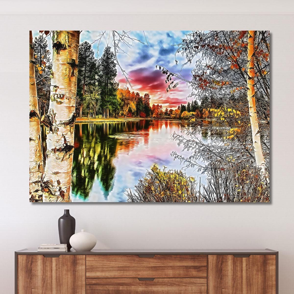 Quadro Astratto Natura Sul Lago abs60 quadro stampa su tela