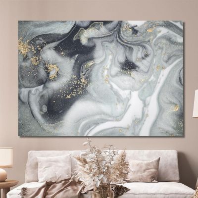 Peinture En Marbre Noir Et Blanc Avec Détails Dorés , abs84 tableau impression sur toile