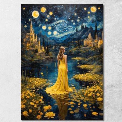Quadro Ragazza Fantastica Fantastica Con Vestito Giallo abs89 quadro stampa su tela