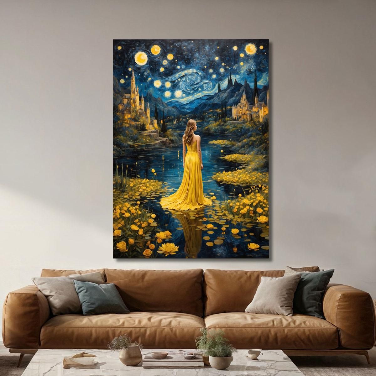 Quadro Ragazza Fantastica Fantastica Con Vestito Giallo abs89 quadro stampa su tela