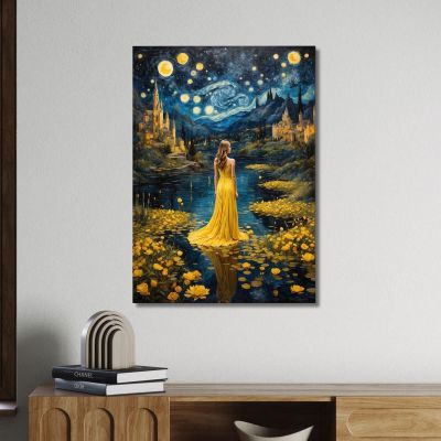Quadro Ragazza Fantastica Fantastica Con Vestito Giallo abs89 quadro stampa su tela