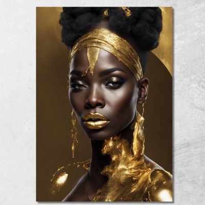 Quadro Donna Africana Con Decorazioni Dorate Eleganza Regale afr4 quadro stampa su tela