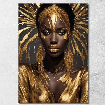 Quadro Donna Africana Con Raggi Dorati afr12 quadro stampa su tela