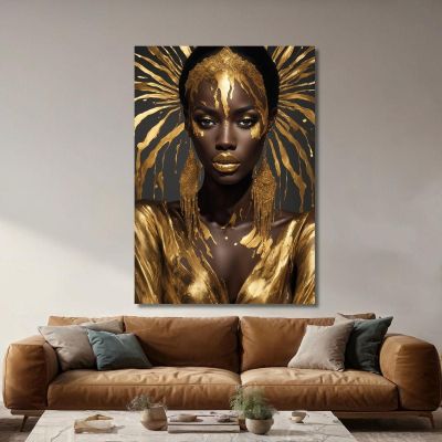 Quadro Donna Africana Con Raggi Dorati afr12 quadro stampa su tela