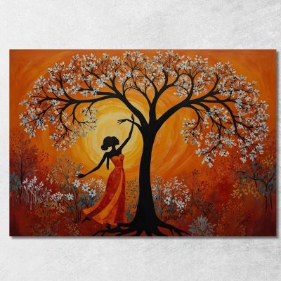 Quadro Donna Africana E Albero In Fiore Armonia E Natura afr13 quadro stampa su tela