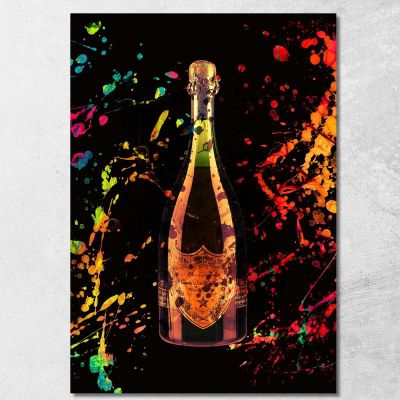 Quadro Moderno Champagne Astratto Moet Et Chandon Sfumature Arancioni Verdi chm2 quadro stampa su tela