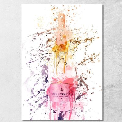 Quadro Moderno Champagne Astratto Moet Et Chandon Rosa Con Schizzi Neri chm6 quadro stampa su tela
