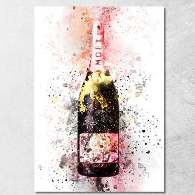Quadro Moderno Champagne Astratto Moet Et Chandon Schizzi Viola Trasparente chm8 quadro stampa su tela