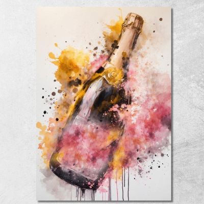 Quadro Moderno Champagne Astratto Giallo E Rosa Eleganza Esplosiva chm10 quadro stampa su tela