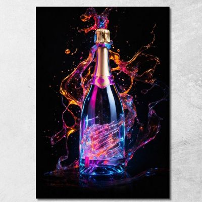 Quadro Moderno Champagne Blu E Rosa Neon Spirito Festoso chm13 quadro stampa su tela