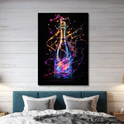 Tableau Moderne Champagne Lumineux Multicolore Energie Vive , chm15 tableau impression sur toile