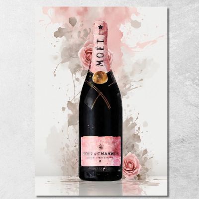 Quadro Moderno Champagne Rosa E Fiori Raffinata Delicatezza chm16 quadro stampa su tela