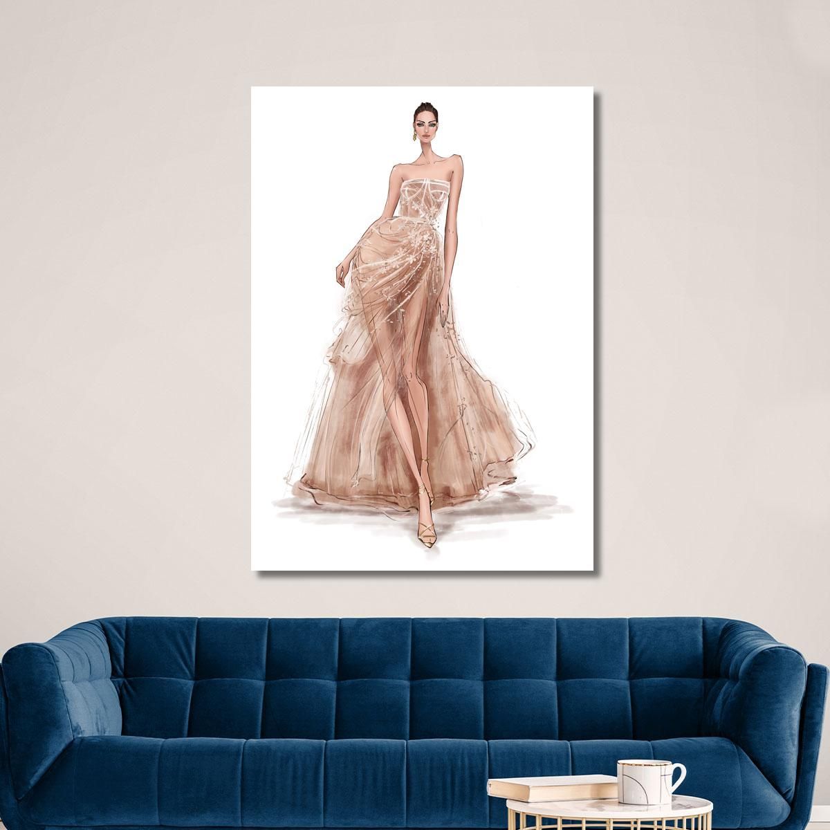 sachin and babi light blue dress Refined Evening Dress Painting Fashion canvas print