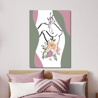 Abstract Painting Solhouette Woman Romantic Flowers Fashion, fsn3 canvas print